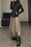 Marc Le Bihan 2590 series triple-layer silk skirt collection French handmade MLB-2590-HUIOU gray lotus color